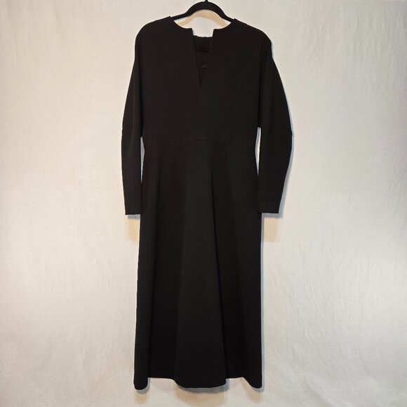 KAREN MILLEN Elevated Basic Black Structured Crepe Maxi Dress Size 8 LIKE NEW! - Picture 1 of 16